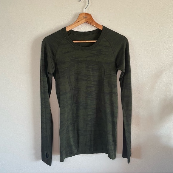 Lululemon Swiftly Tech Long Sleeve Crew Dark Olive / Brave Olive / Black - Picture 3 of 9
